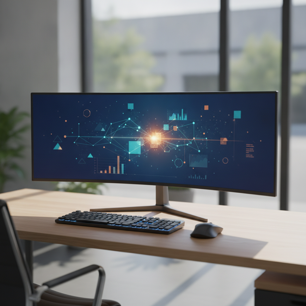 A sleek monitor displaying a data-rich infographic, representing expert Keyword Analysis services available in Grand View Estates, CO.
